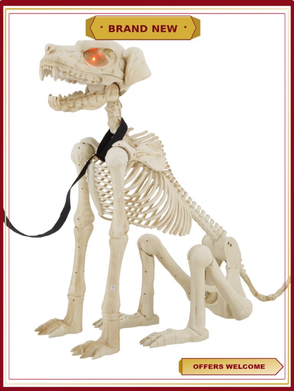 Animated Skeleton Dog Halloween Decoration 60in Plastic